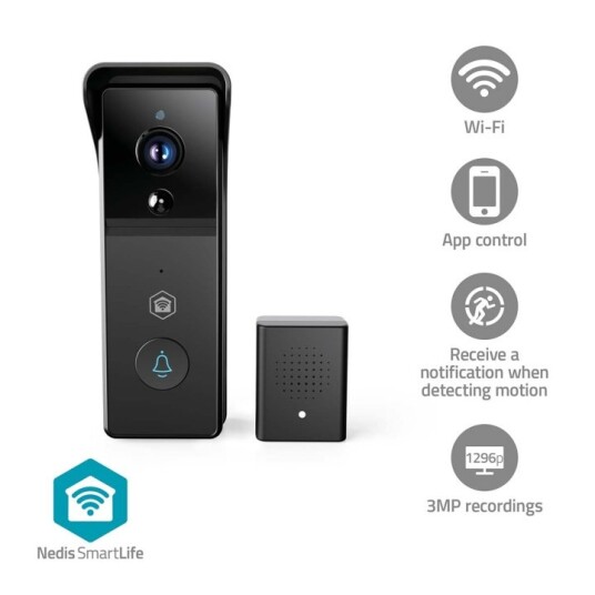 Nedis SmartLife Videodørklokke Batteri 1296p Nedis SmartLife Videodørklokke Batteri 1296p
