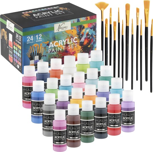 Nassau Fine Art Akrylmaling I Tube Og Pensler 24 Farger