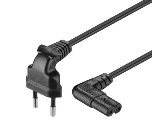 Apparatkabel C7 med vinklede kontakter svart 3 m Apparatkabel C7 med vinklede kontakter svart 3 m