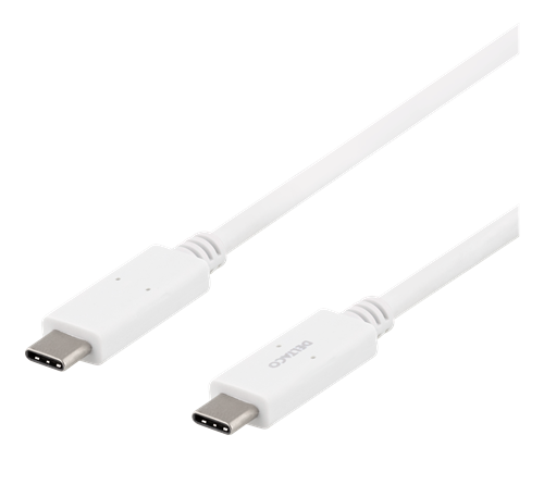 Deltaco USB-C til USB-C Kabel 1m 5Gbps Hvit - USB-IF Sertifisert
