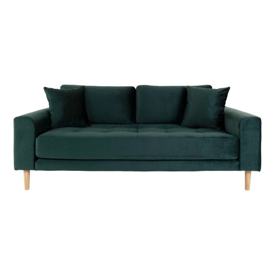 House Nordic Lido sofa 2,5 seter velur inkl. 2 pynteputer, grønn. 1665314-01-0 1665319-01-0