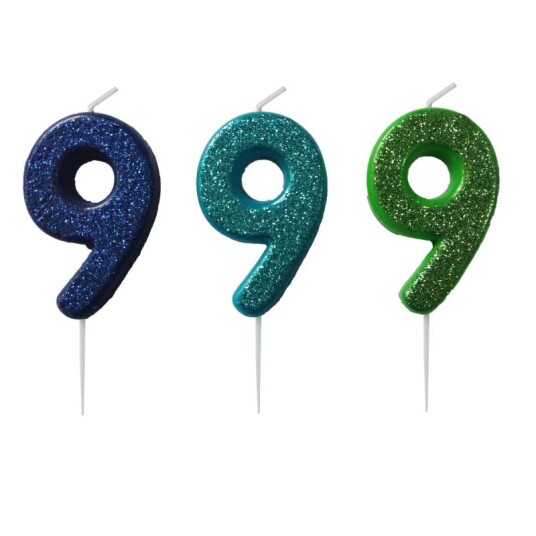 Kakelys 9 m/glitter blå/grønn Kakelys 9 m/glitter blå/grønn