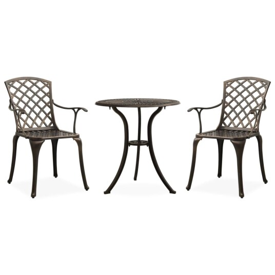 vidaXL Bistrosett 3 deler støpt aluminium bronse