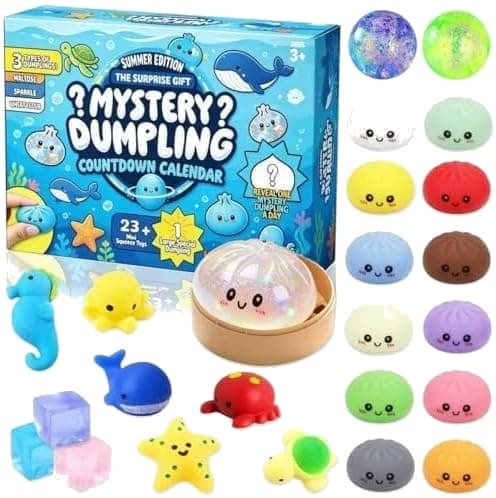 2026 Dumpling Squishy Julekalender 24 stk Dumpling Mysterium Overraskelse Fidget Leker Stress  og Angstdempende Sensoriske Leker for Barn og