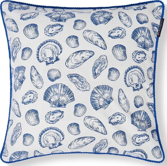 Lexington Home Shell Printed Organic Cotton Pillow Cover   White   50X50