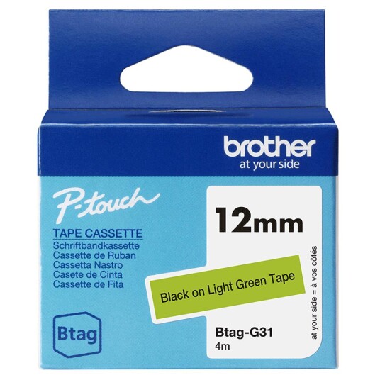 Brother Tape Btag-g31 12mm Svart/lysegrønn