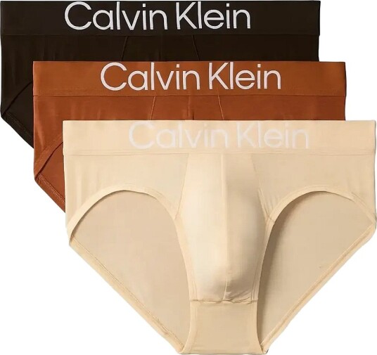 Calvin Klein Hip Brief 3Pk WOODLAND NATURAL UMBER RIVER SAND L