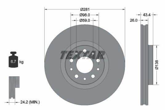 Bremseskive TEXTAR 92304803 Bremseskive TEXTAR 92304803
