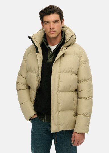HOODED 5 BAFFLE SPORTS PUFFER Winter Twig Beige XL  Vinterjakker