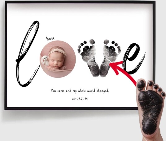 Personalisert Plakat Fotavtrykk Baby Kjærlighet Plakat Personalisert Plakat Fotavtrykk Baby Kjærlighet Plakat