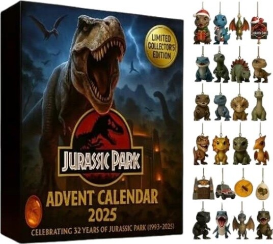 Jurassic Park kalender Jule dinosaur adventskalender 2026 24 dager akryl A