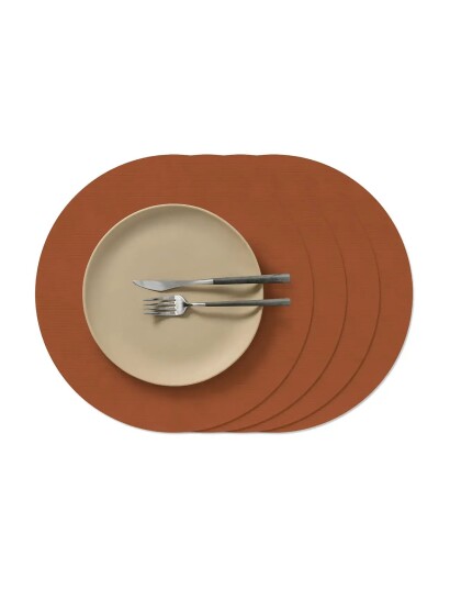 LIND DNA 4 Set Table Mat Circle L Corduroy Rust   Orange   D:38CM