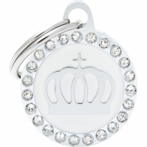 Kattinorge Myfamily Glam Strass ID-merke med krone Hvit