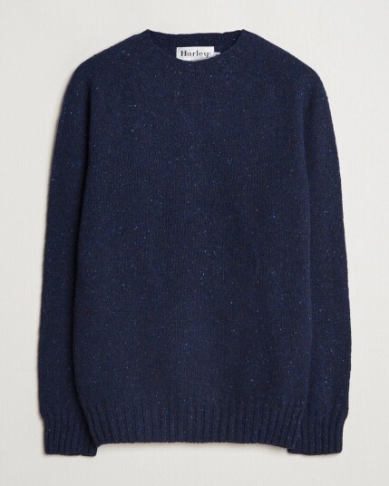 Harley Of Scotland Donegal Wool Crewneck Jura Blue