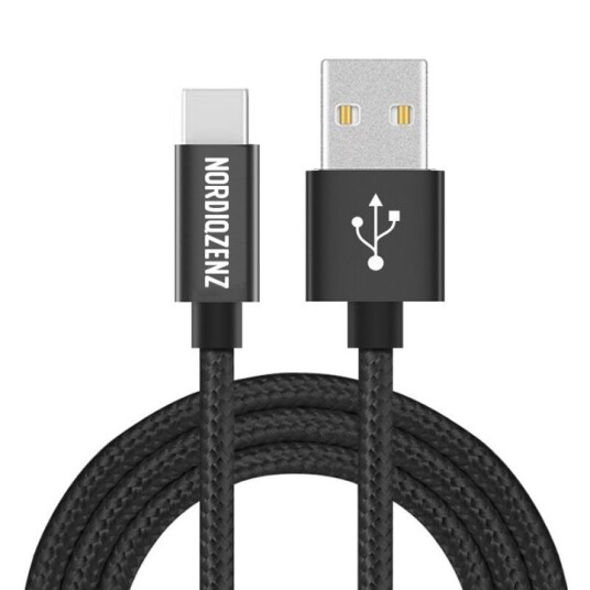 NORDIQZENZ USB-C Tekstilkabel, 1m, Svart
