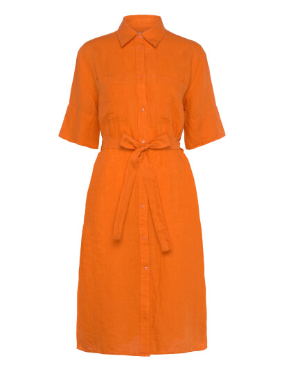 GANT Rel Linen Ss Shirt Dress - Orange - 34