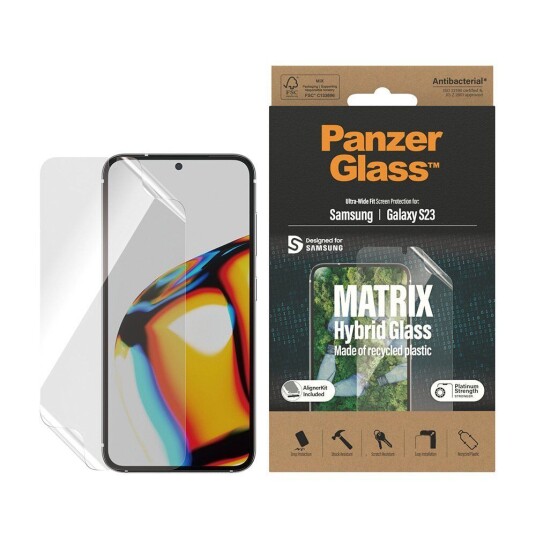 PanzerGlass Matrix Hybrid Glass Skjermbeskytter for Samsung Galaxy S23 - Ultra Wide Fit med AlignerKit