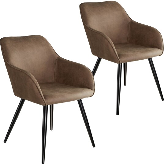 tectake 2x Stol Marilyn tekstil - brun/svart