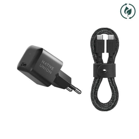 Native Union 30W Vegglader med USB C Ladekabel Svart Native Union 30W Vegglader med USB C Ladekabel Svart