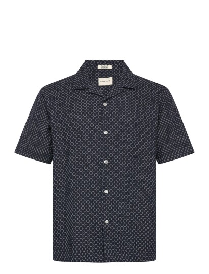 GANT Reg Cotton Linen Print Ss Shirt Navy XL