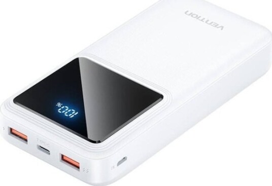 Vention 20000 mAh Powerbank med Micro-USB, USB-C, 2xUSB-A - Hvit