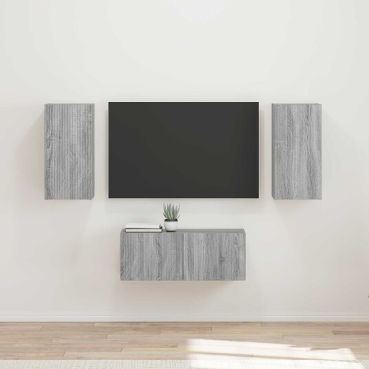 TV benksett Veggmontert 6 pcs Grå Sonoma Konstruert tre TV benksett Veggmontert 6 pcs Grå Sonoma Konstruert tre