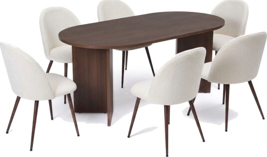 Dano Spisebord 180 cm med 6 Nibe Plus Spisestoler - Hvit/Brun