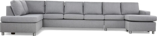 Crazy 6 seters Venstrevendt U formet XX Large Sofa med Divan og Sjeselong i Stoff Grå