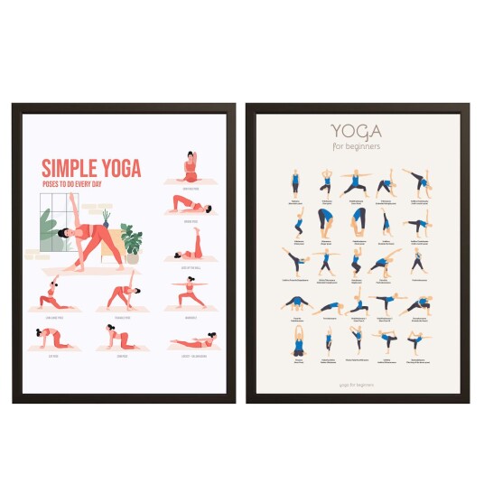 Plakat Yoga Poses Sett av 2 Plakat Yoga Poses Sett av 2