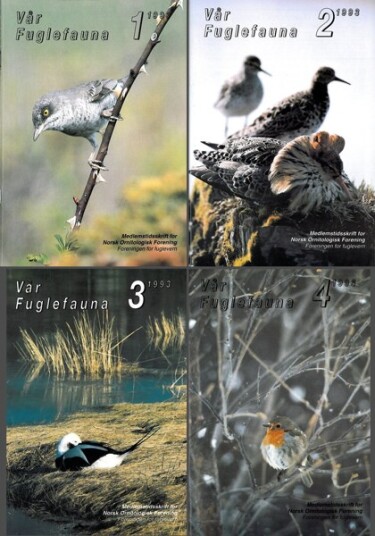 Norsk Ornitologisk Forening Vår Fuglefauna   1993  Nr 1 2 og 4 årgang 16 (nr3 utgått)