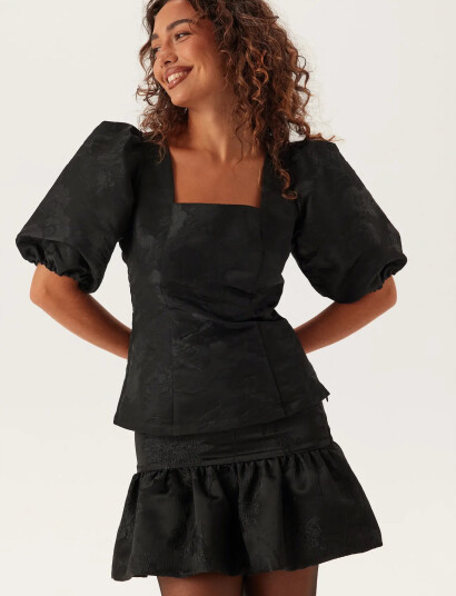 Bubbleroom Brocade Blouse   Black   38