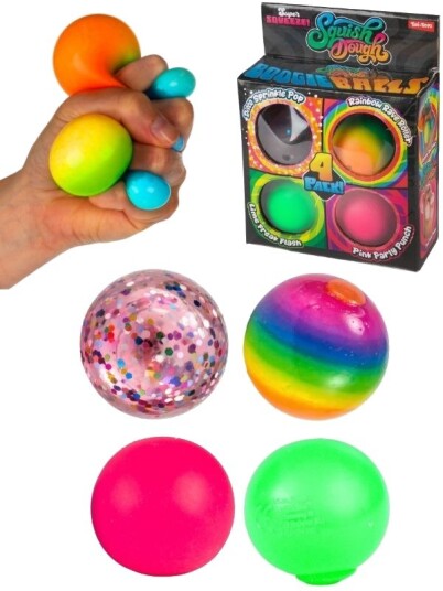 Squishdough Boogie Balls Stretchy Fidget-Baller 4 Stk