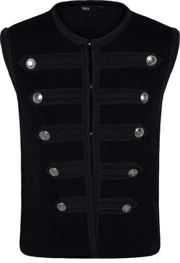 Mango Knitted Gilet With Buttons BLACK L Mango Knitted Gilet With Buttons BLACK L