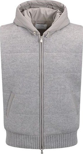 Gran Sasso Knitted wool vest with hoodie 50 grå herre