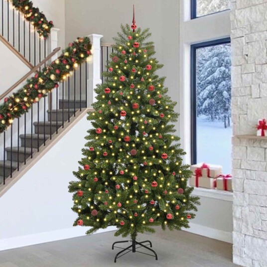  Kunstig juletre med LED  stripelys grønn 270 cm PVC og metall