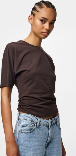 Pieces Pcalli Ss O Neck Top Jrs Dm Brown L