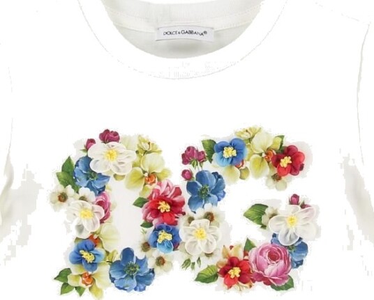Dolce & Gabbana T skjorte Blooming Hvit m. Logo Dolce & Gabbana 10 år 140 T skjorte