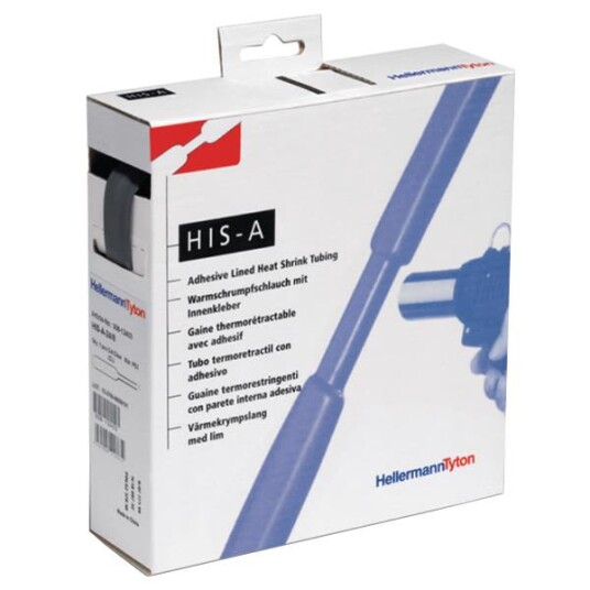 Hellermann Tyton 308 12400 Krympeslange med lim 3:1 svart 24/8 mm 3 m Installasjonsmaterial