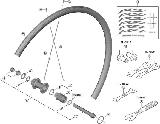 Shimano låsemutter og konus med støvdeksel venstre til nav modell WH-RS170-CL-R12