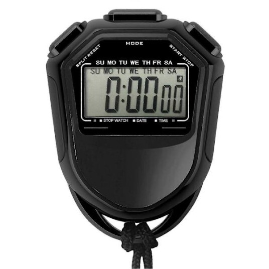 Vanntett Stoppeklokke Digital Håndholdt LCD Timer Kronograf Sportsteller med Stropp for Svømming