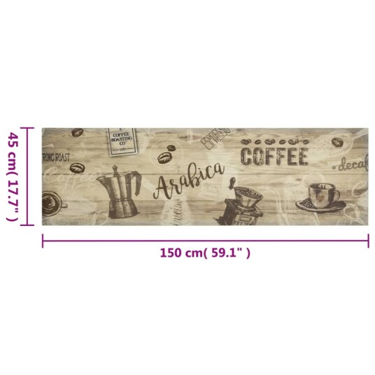  Kjøkkenteppe vaskbar Coffee brun 45x150 cm fløyel 8721012918542