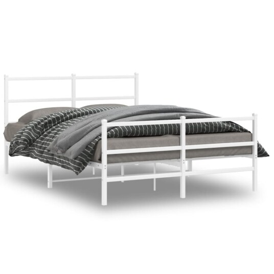 vidaXL Sengeramme i metall med hode- og fotgavl hvit 140x200 cm 8721012303300