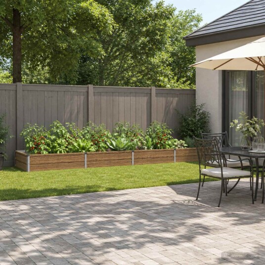 vidaXL Hevet Hagebed Treet Brown 320 x 80 x 24 cm kaldvalset stål