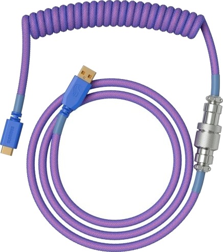 Glorious Gmmk Kveilet Kabeltåke, Spiralkabel, Usb-C/Usb-A - Lilla/Sølv