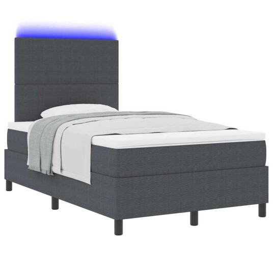 LED Box Springer Bed Mørkegrå og hvit 120 x 190 cm