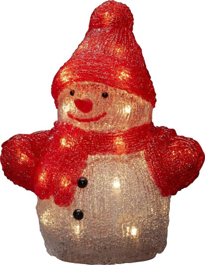 Konstsmide - B/O Akryl-snømann 22,5 cm med LED - Hvit