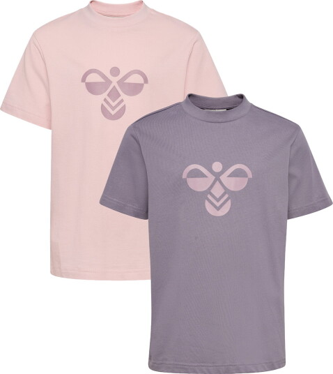 Hummel T Skjorte 2 pack HmlJR Grå Ridge/Pale Lilac Hummel 11 12 år (146 152) T skjorte Beige Lilla Rosa
