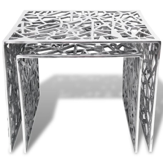 vidaXL To-delers Sidebord Kvadratisk Aluminium Sølv