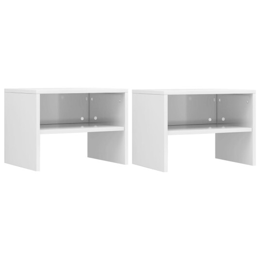 vidaXL Nattbord 2 stk høyglans hvit 40x30x30 cm sponplate