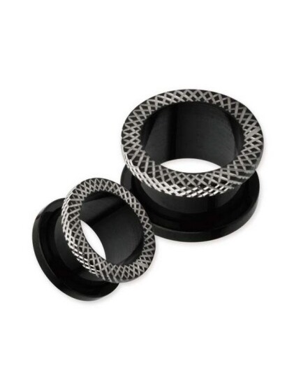 Aab Svart Piercing Tunnel med Striper På Kryss & Tvers Strl 18 mm Aab Svart Piercing Tunnel med Striper På Kryss & Tvers Strl 18 mm